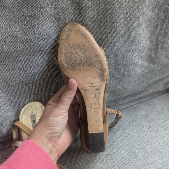 Miu Miu Strappy Leather Wedges - Picture 4 of 6